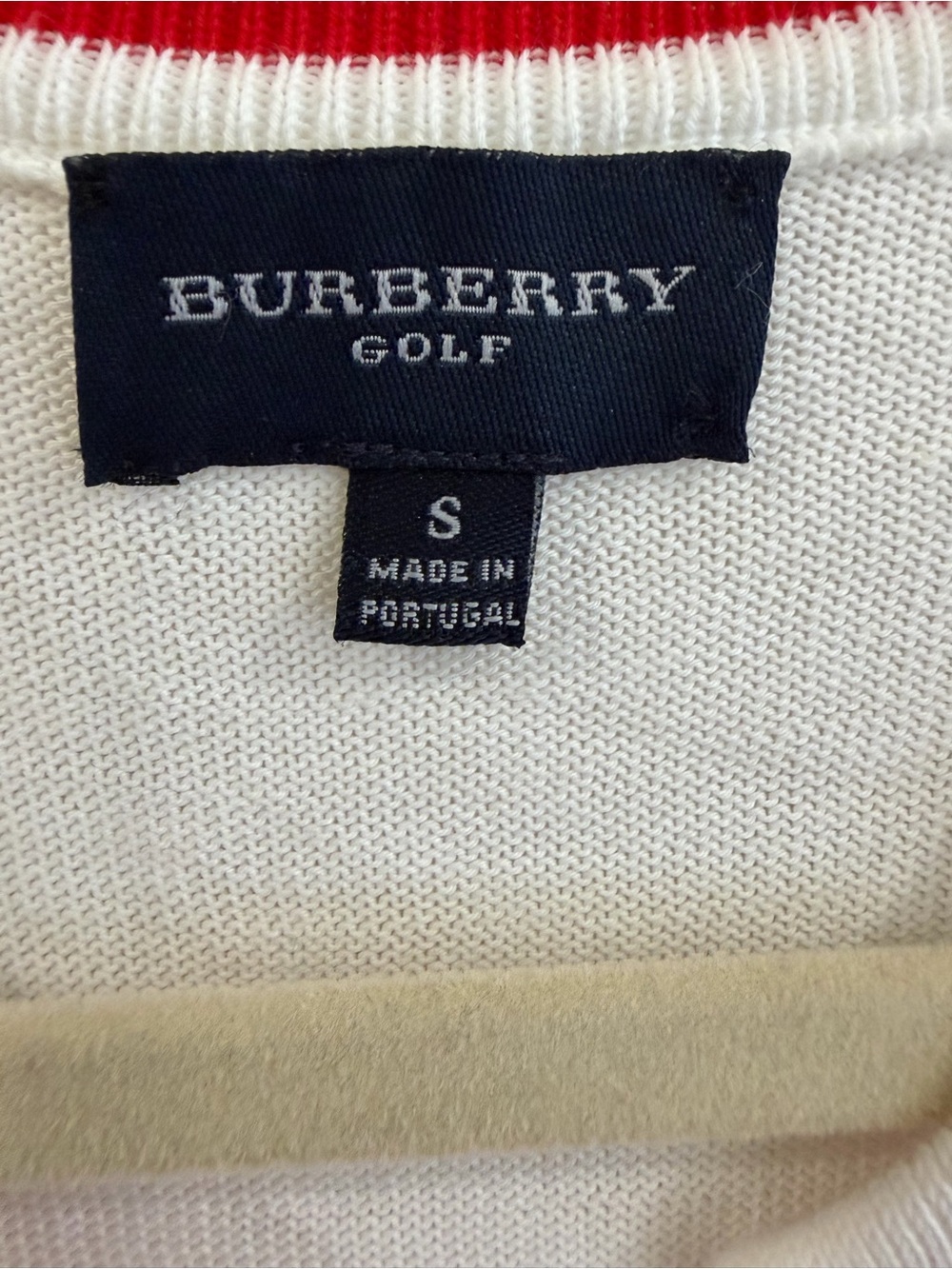 Burberry Golf White Button-Up Cardigan with Red Trim - Picture 3 of 14